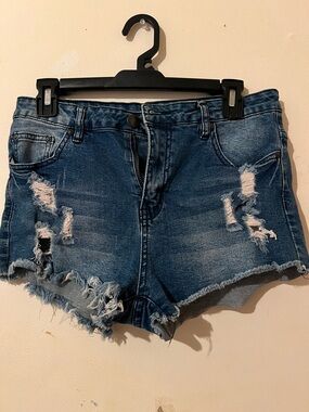 Two Dark Blue Denim Shorts